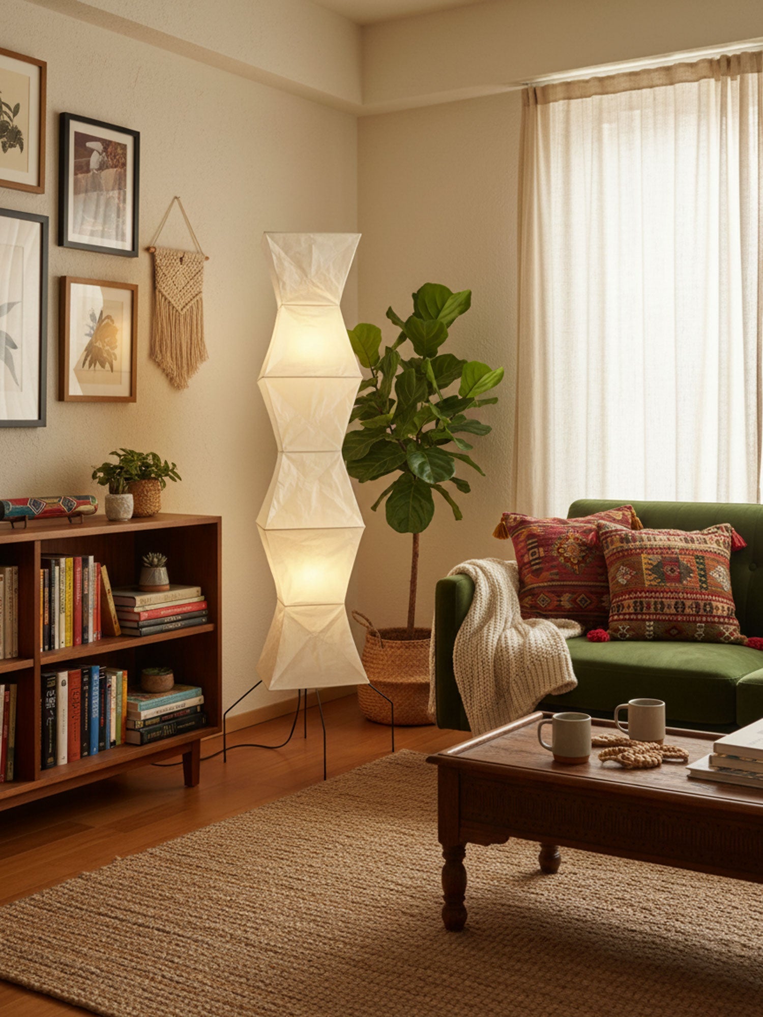Lampadaire moderne Cyril en papier Blanc