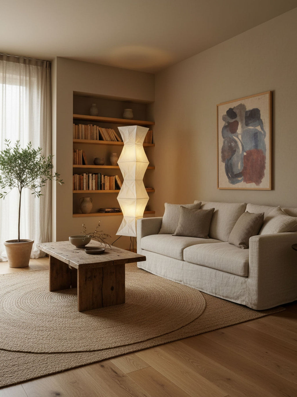 Lampadaire moderne Cyril en papier Blanc