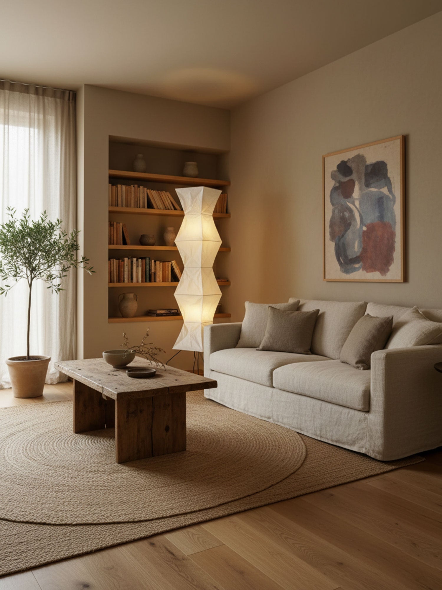 Lampadaire moderne Cyril en papier Blanc
