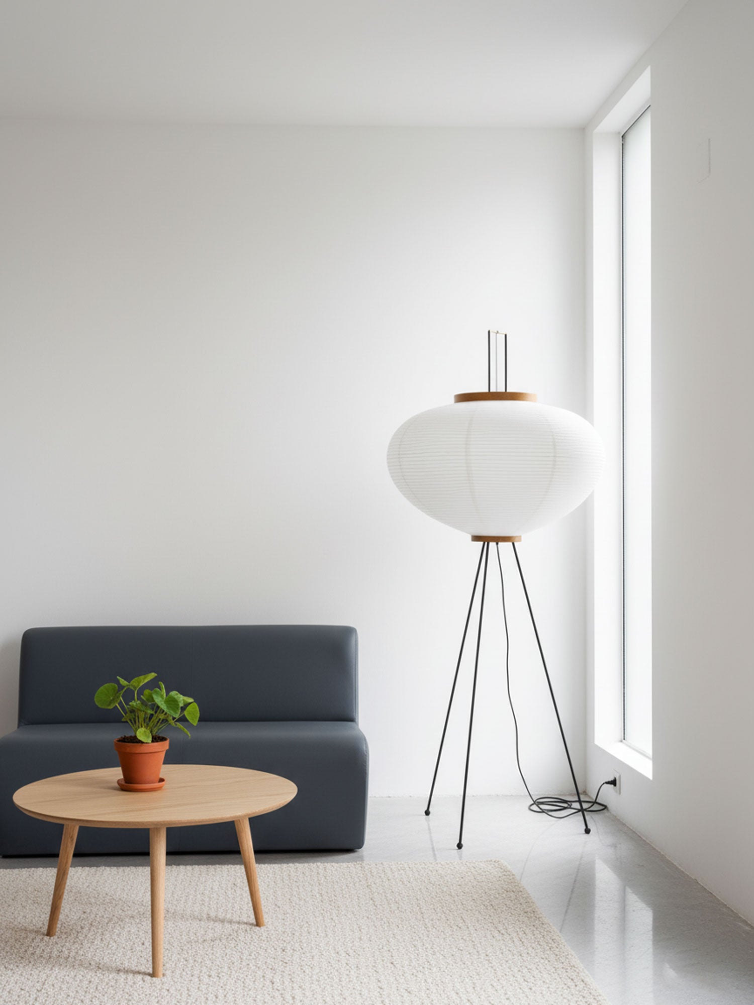 Lampadaire moderne Cyril en papier Blanc