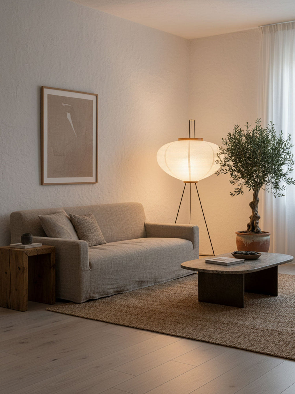 Lampadaire moderne Cyril en papier Blanc