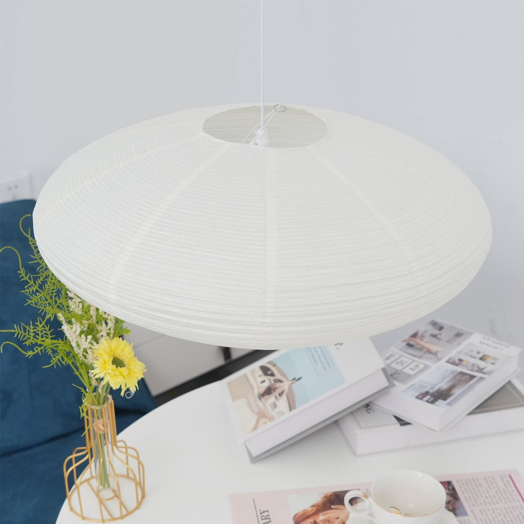 Suspension moderne Ove en papier Blanc et blanc câble