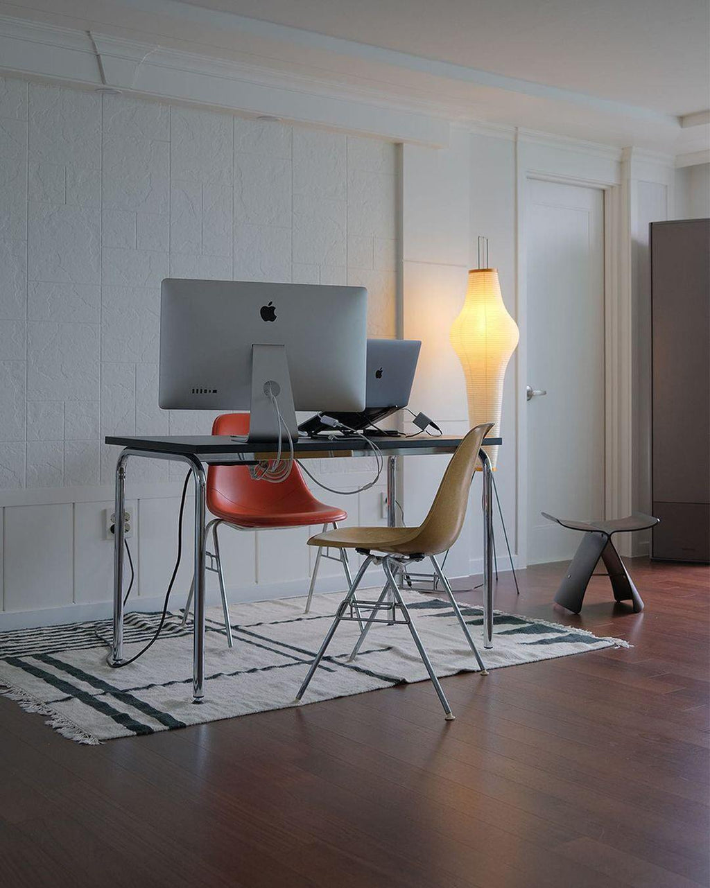 Lampadaire moderne Cyril en papier Blanc