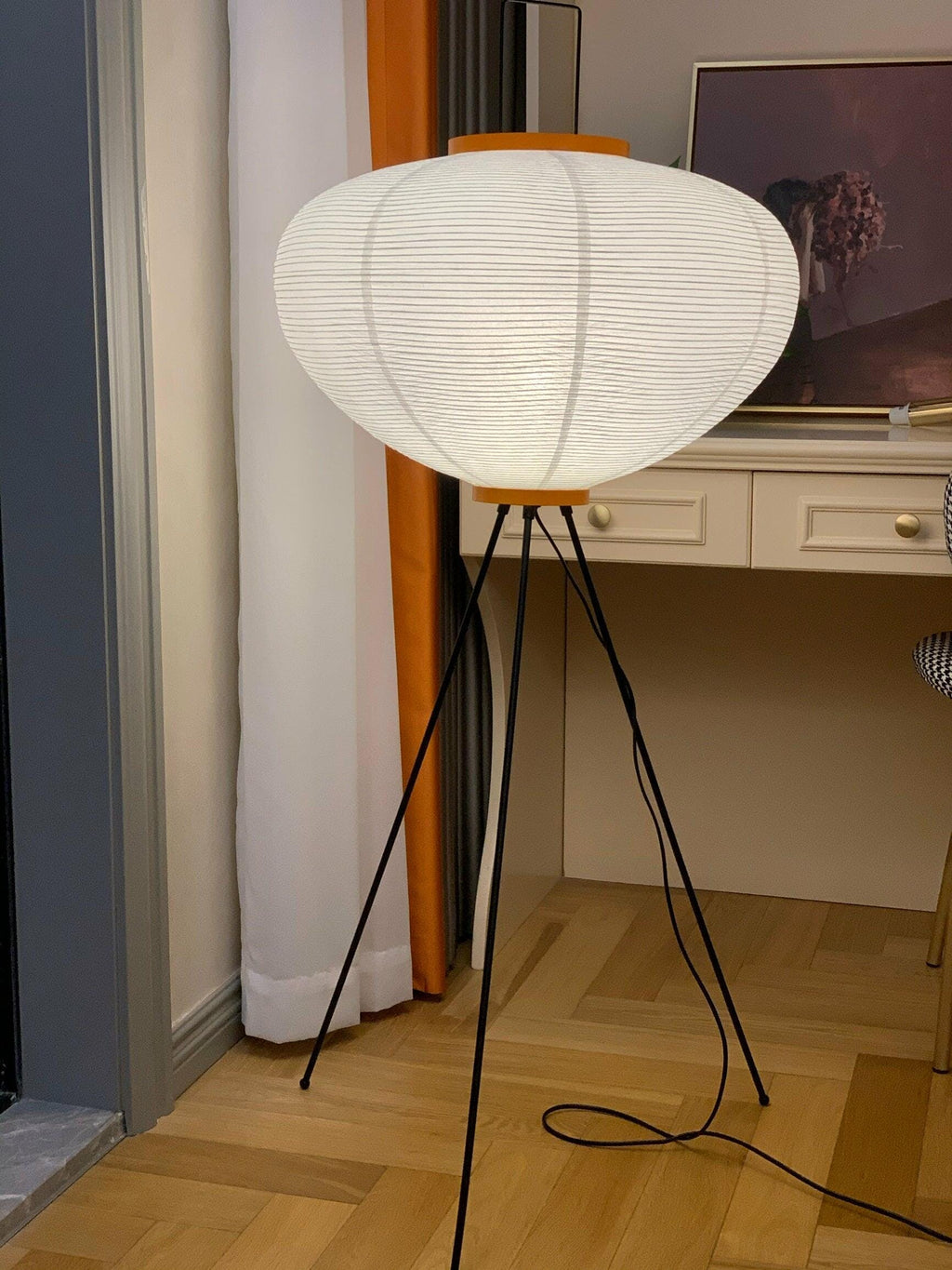 Lampadaire moderne Cyril en papier Blanc