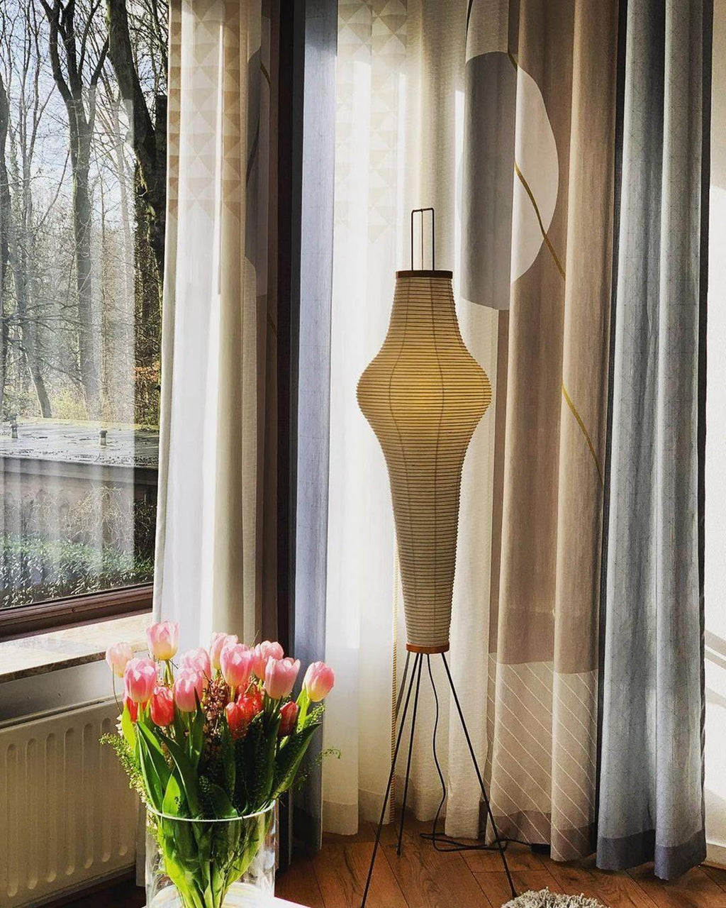 Lampadaire moderne Cyril en papier Blanc