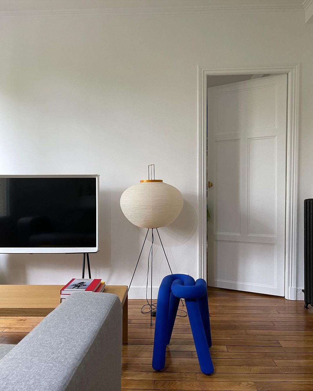 Lampadaire moderne Cyril en papier Blanc
