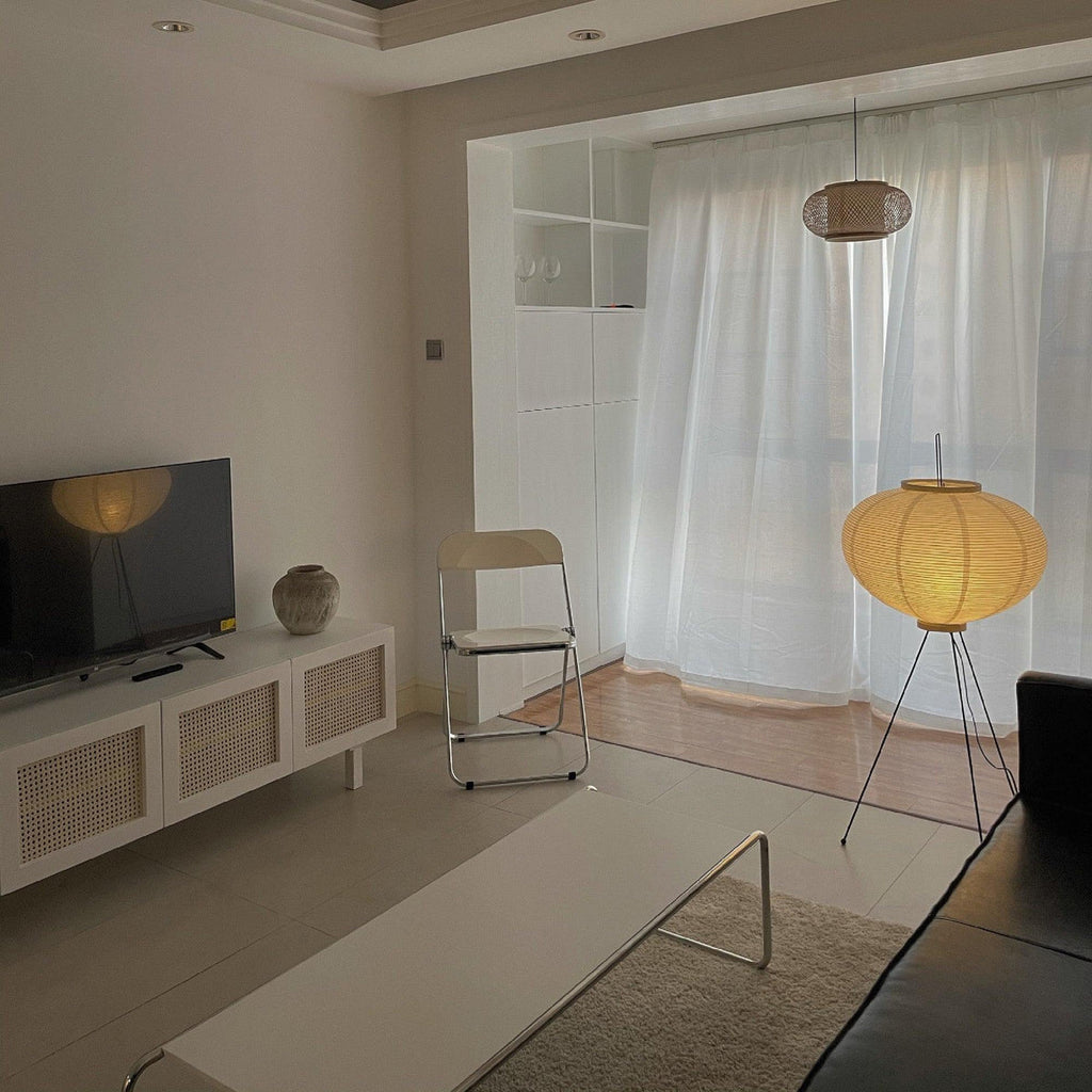 Lampadaire moderne Cyril en papier Blanc
