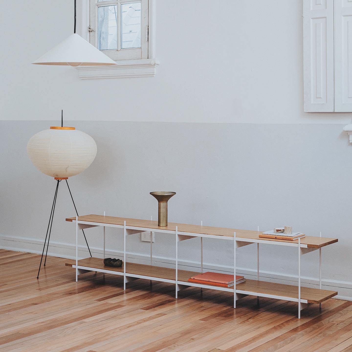 Lampadaire moderne Cyril en papier Blanc