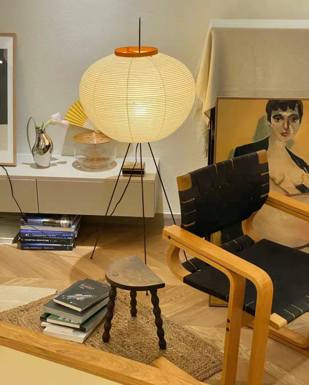 Lampadaire moderne Cyril en papier Blanc