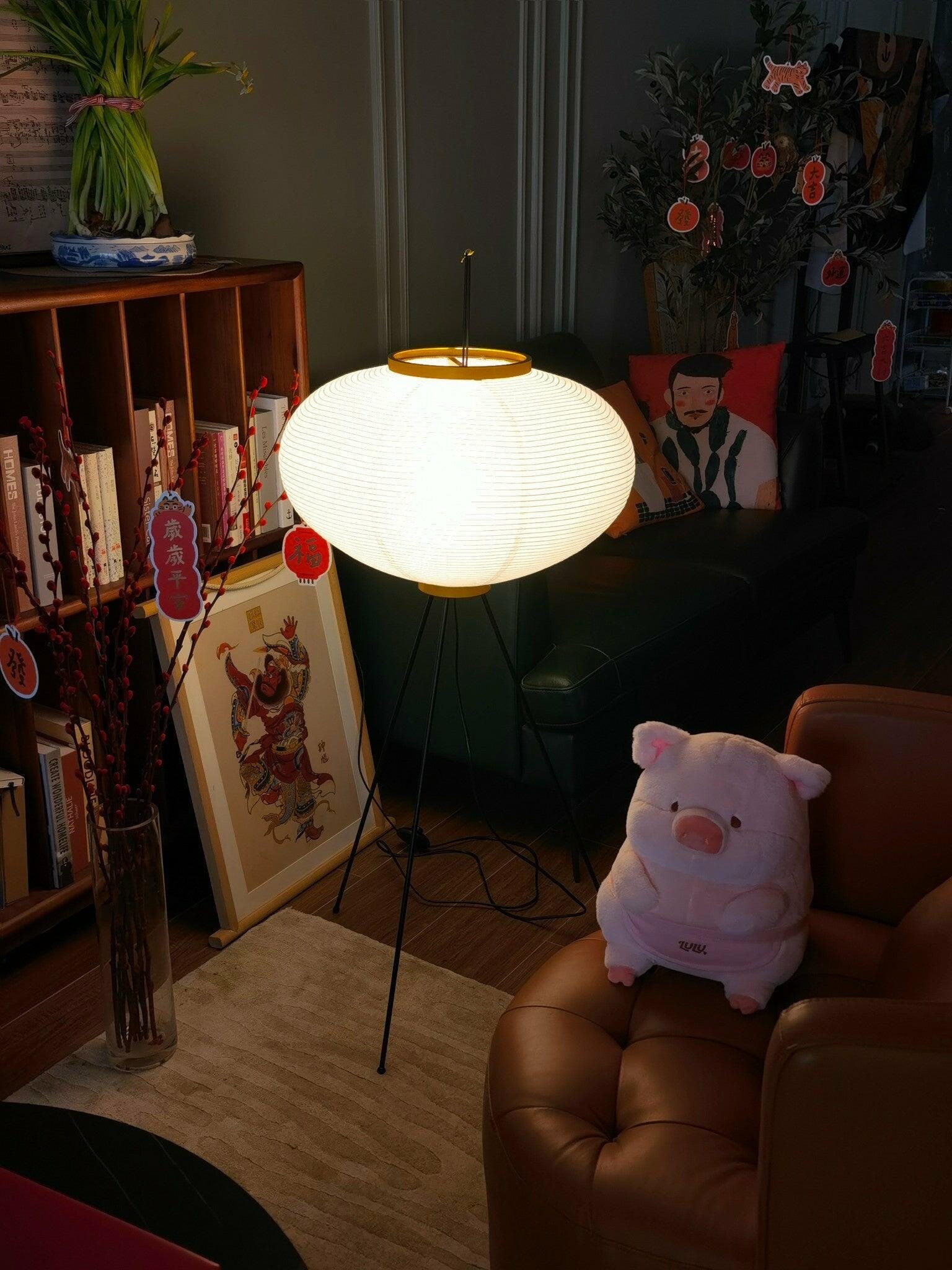 Lampadaire moderne Cyril en papier Blanc