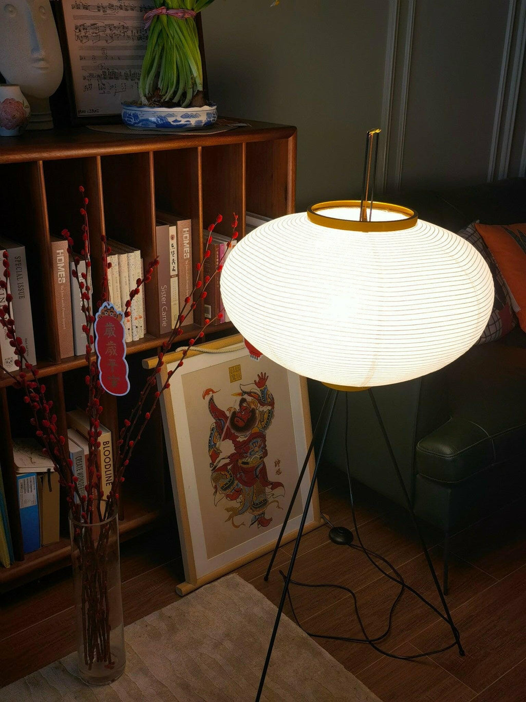 Lampadaire moderne Cyril en papier Blanc
