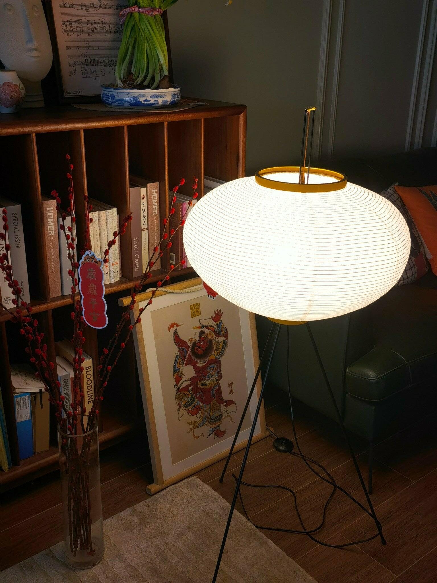 Lampadaire moderne Cyril en papier Blanc