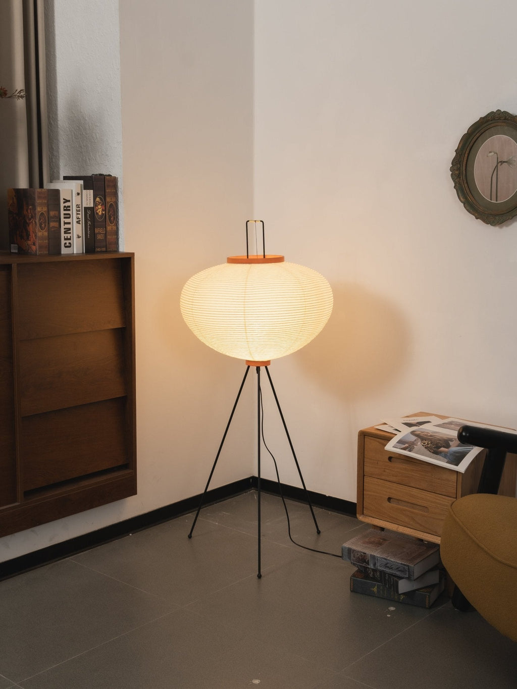 Lampadaire moderne Cyril en papier Blanc