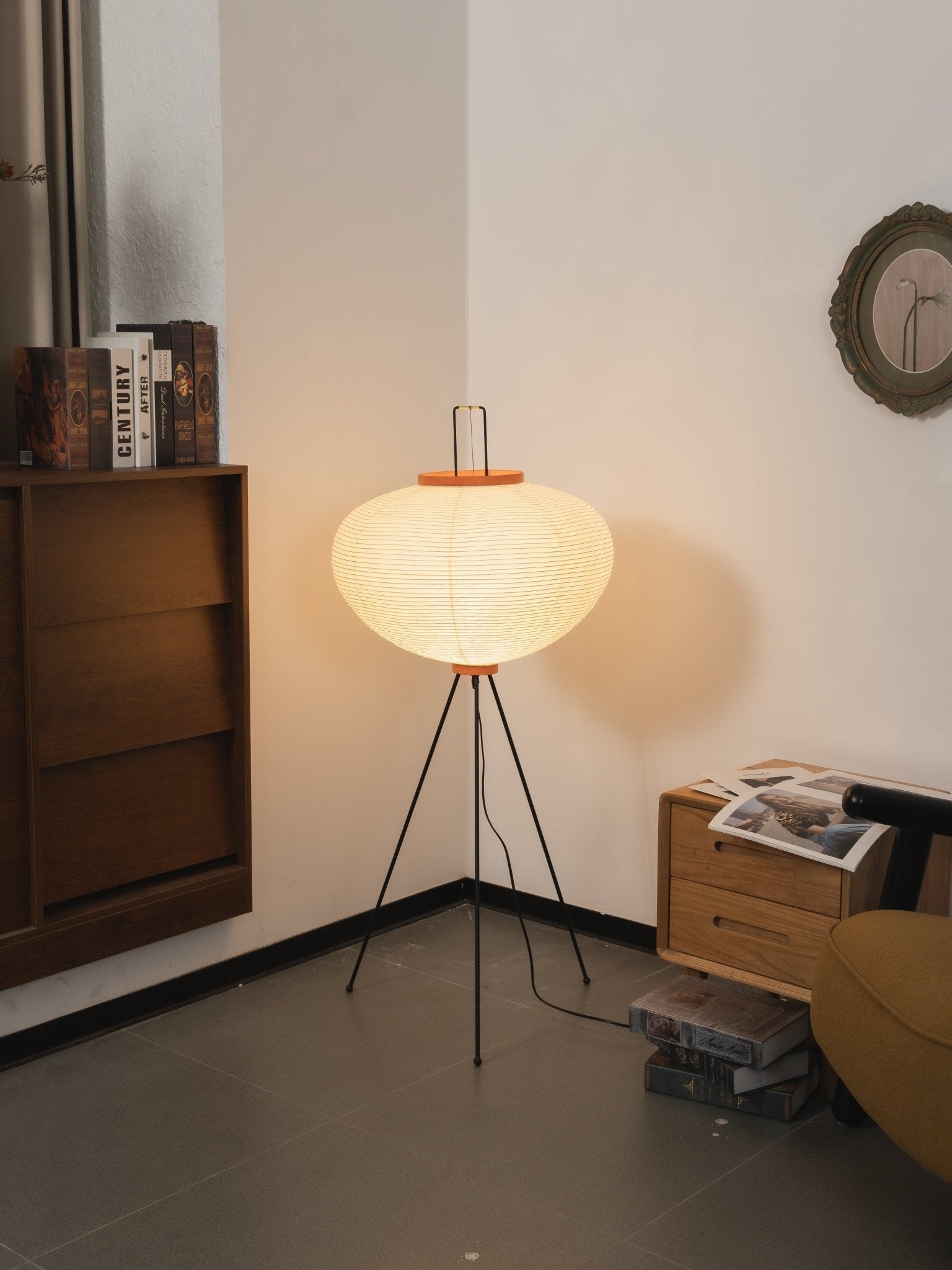 Lampadaire moderne Cyril en papier Blanc