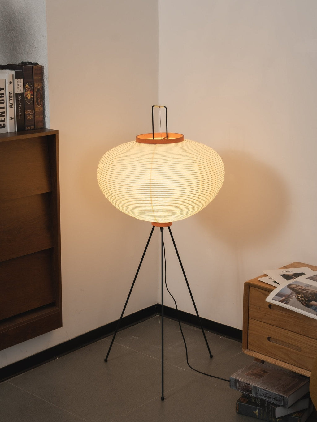 Lampadaire moderne Cyril en papier Blanc