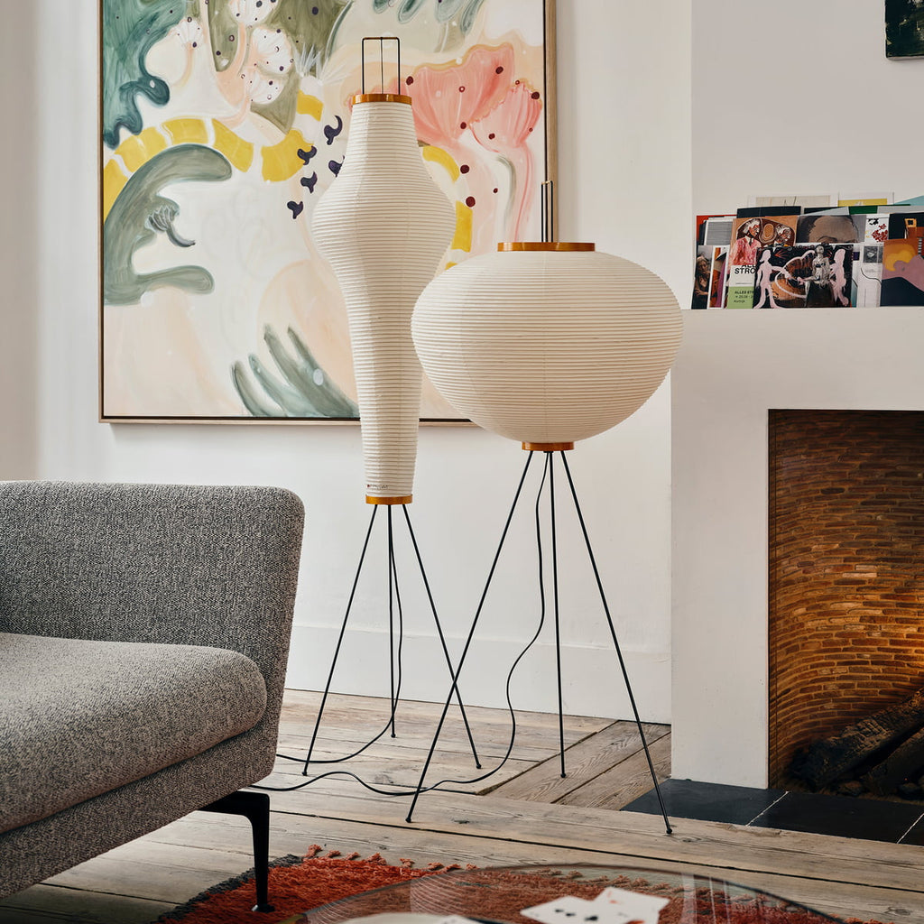 Lampadaire moderne Cyril en papier Blanc