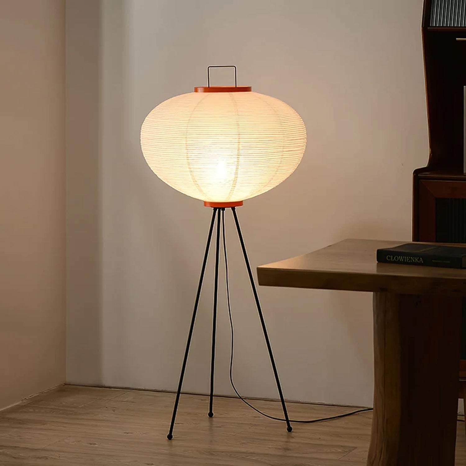 Lampadaire moderne Cyril en papier Blanc