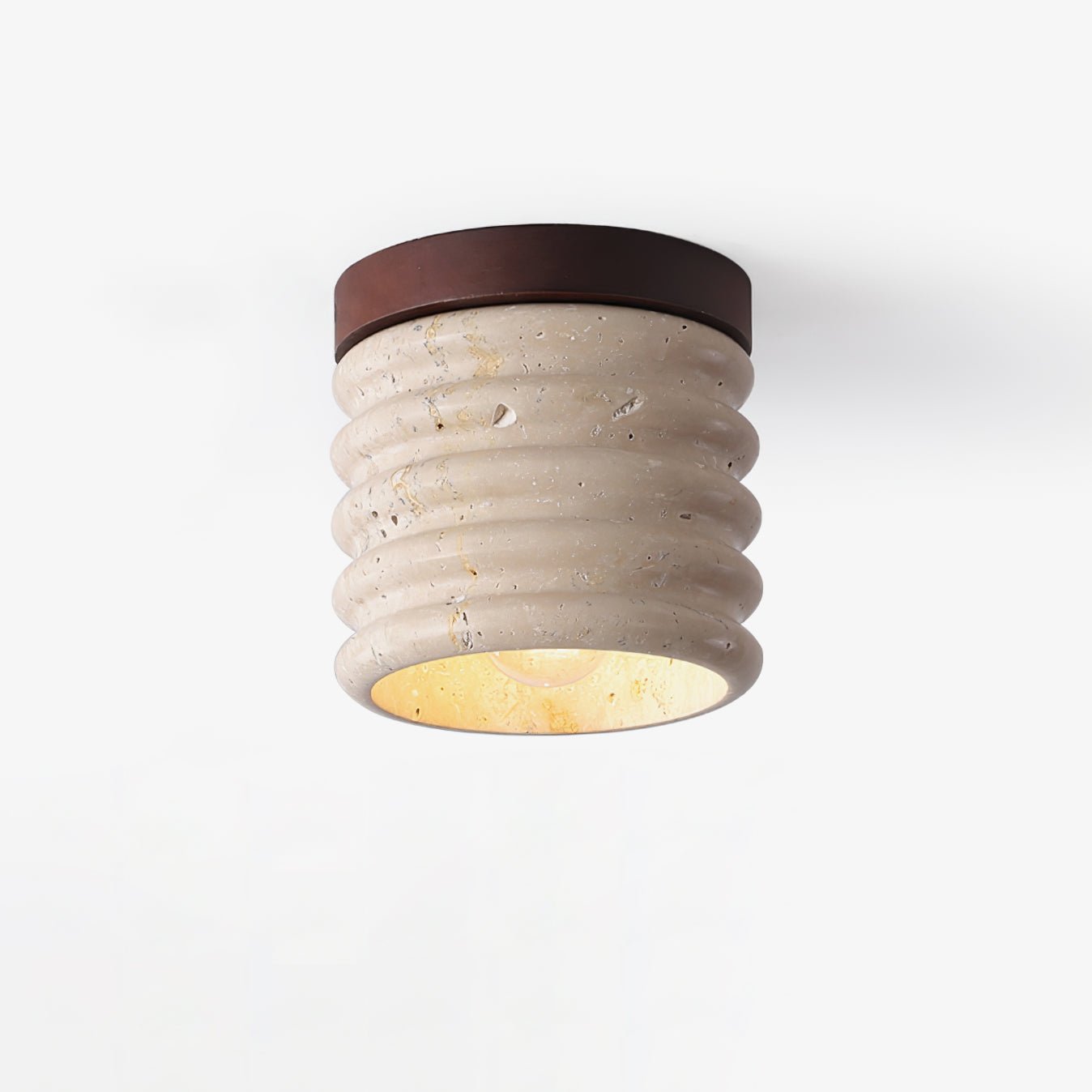 Plafonnier moderne Brion en Noyer et travertin jaune