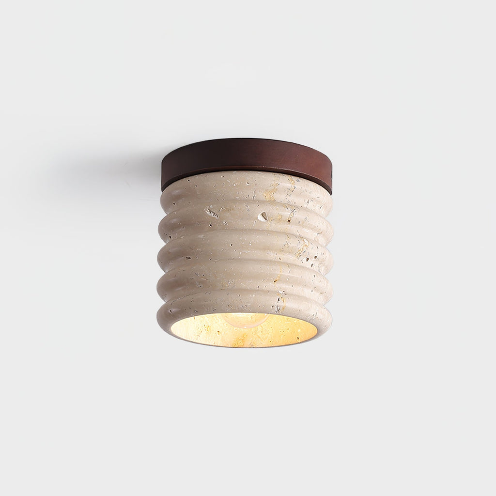 Plafonnier moderne Brion en Noyer et travertin jaune