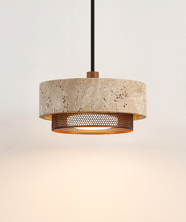 Suspension moderne Odin en Travertin jaune