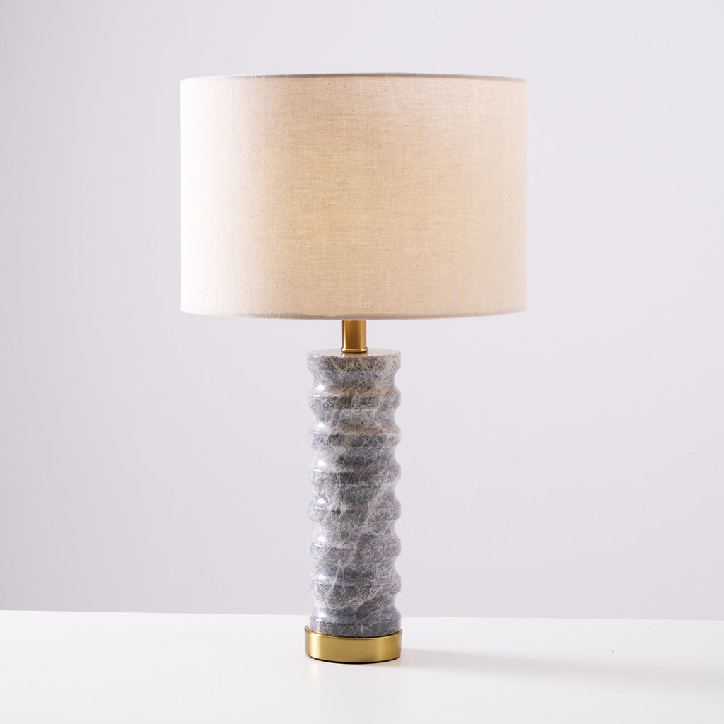 Lampe à poser moderne Jorund en pierre Gris et beige