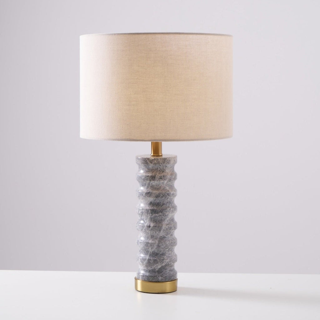 Lampe à poser moderne Jorund en pierre Gris et beige