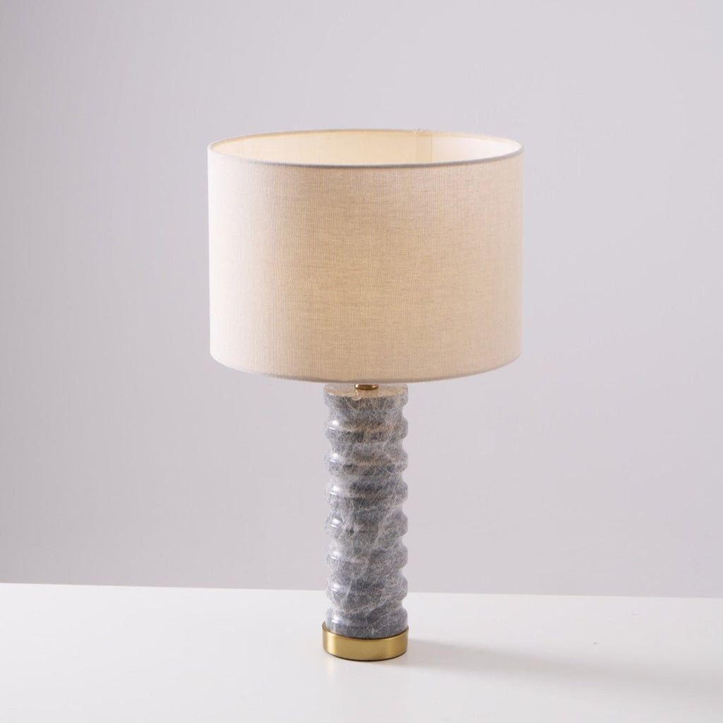 Lampe à poser moderne Jorund en pierre Gris et beige