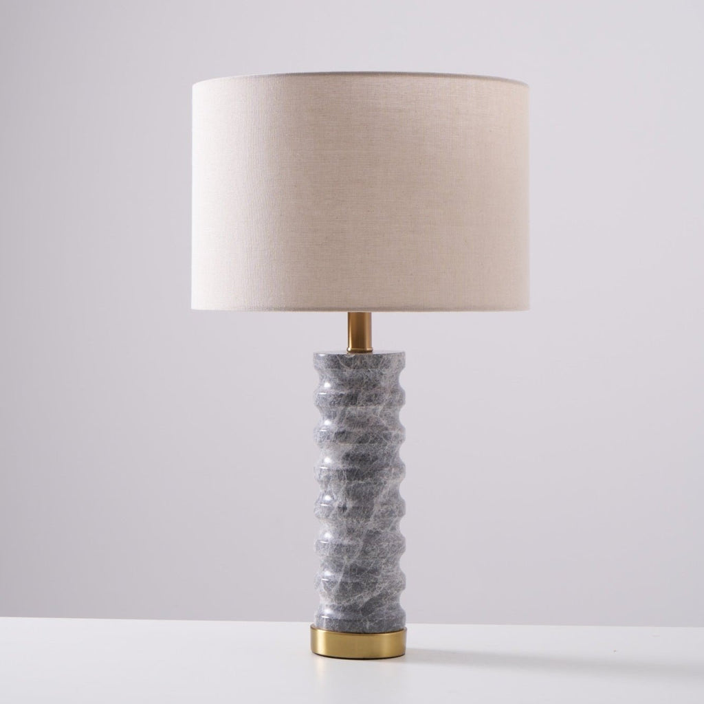 Lampe à poser moderne Jorund en pierre Gris et beige