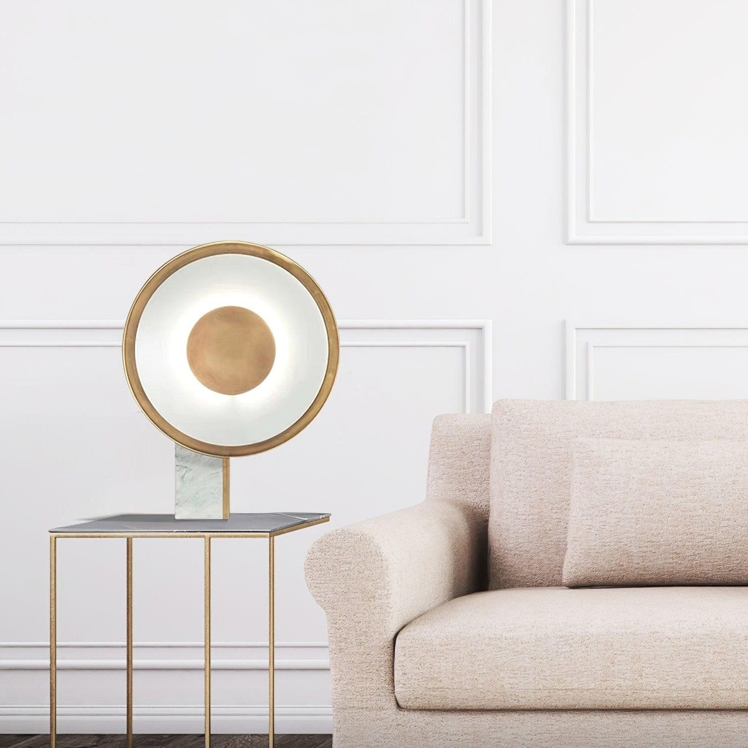 Lampe à poser moderne Reed en Fer Blanc et doré