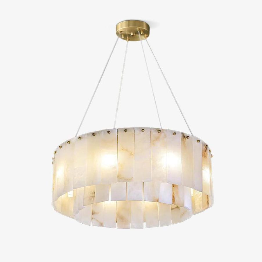Lustre moderne Kurt en Laiton et albâtre blanc