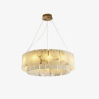 Lustre moderne Kurt en Laiton et albâtre blanc