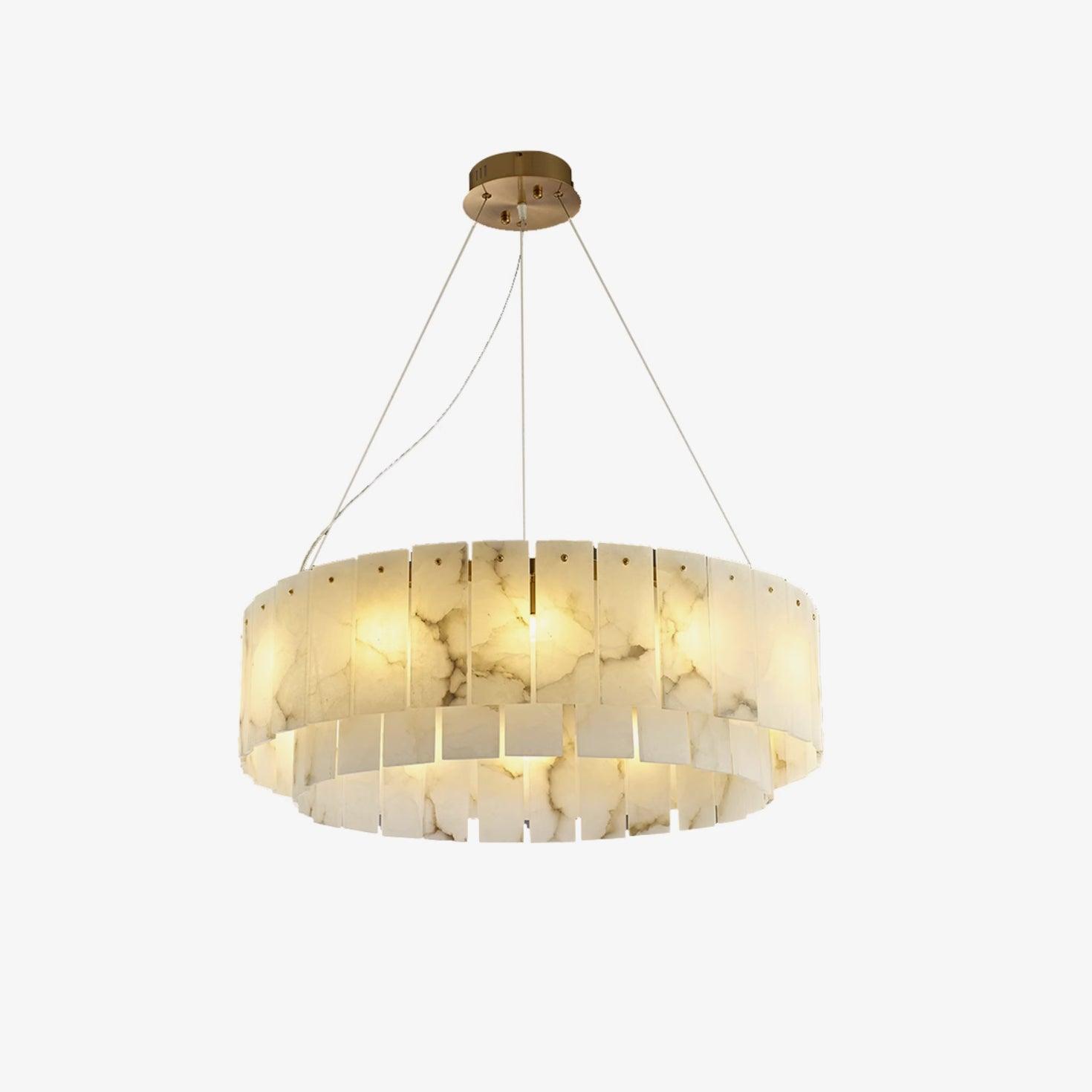 Lustre moderne Kurt en Laiton et albâtre blanc