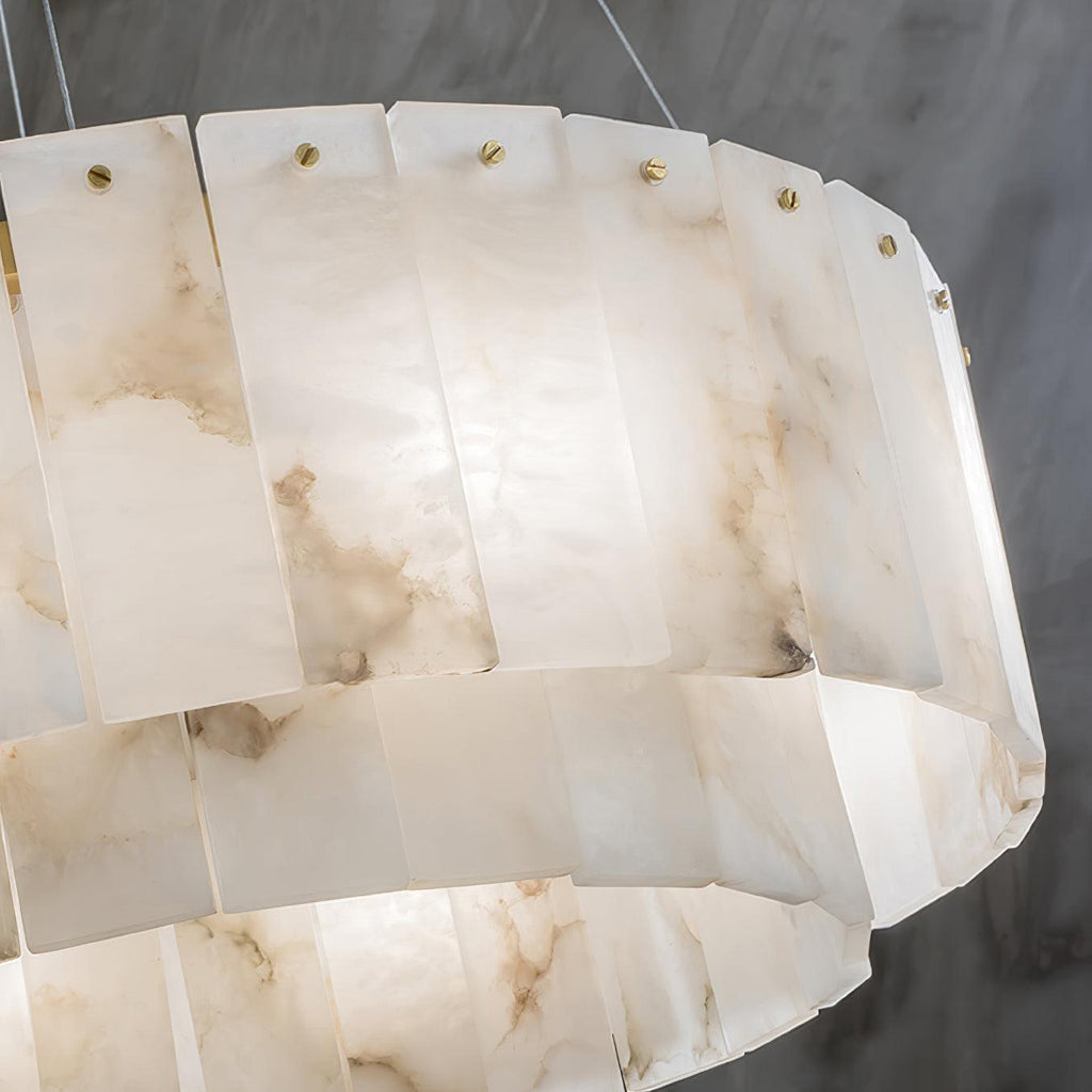 Lustre moderne Kurt en Laiton et albâtre blanc