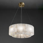 Lustre moderne Kurt en Laiton et albâtre blanc