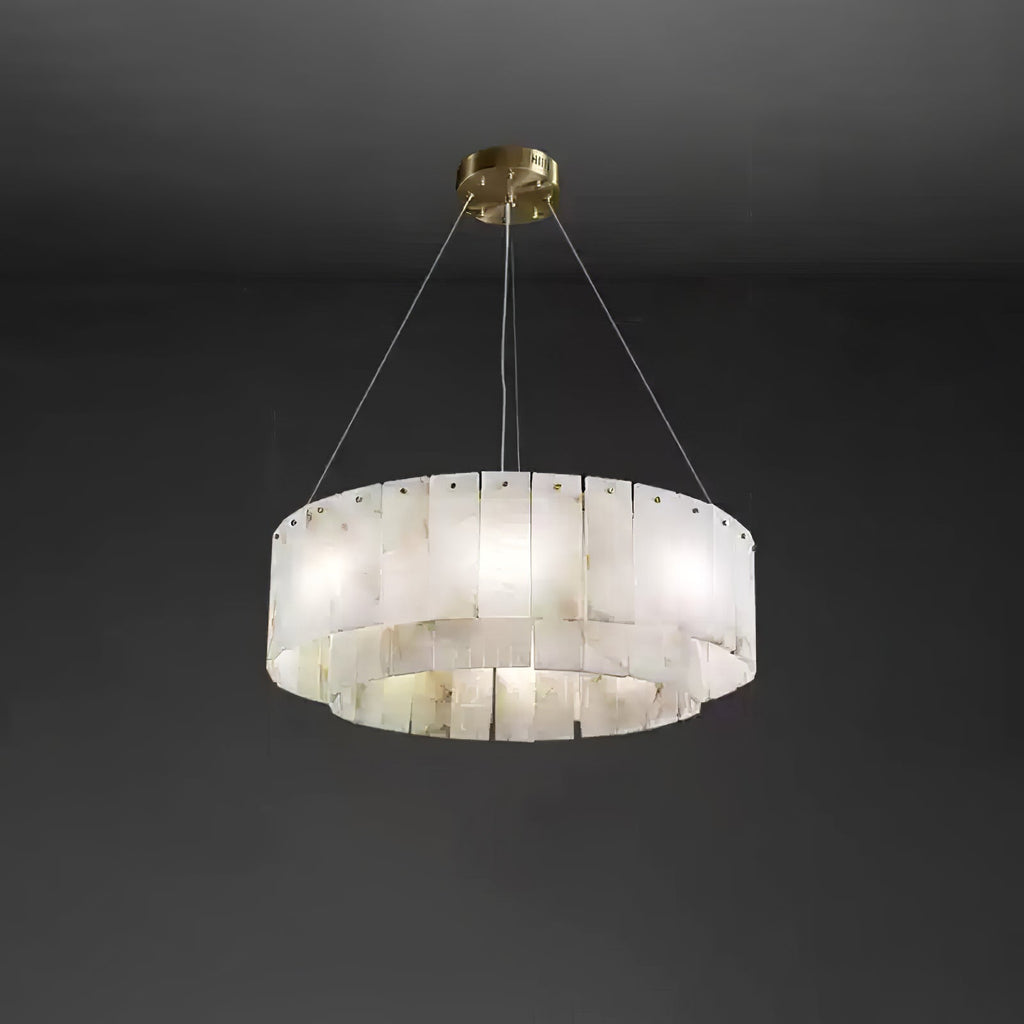 Lustre moderne Kurt en Laiton et albâtre blanc