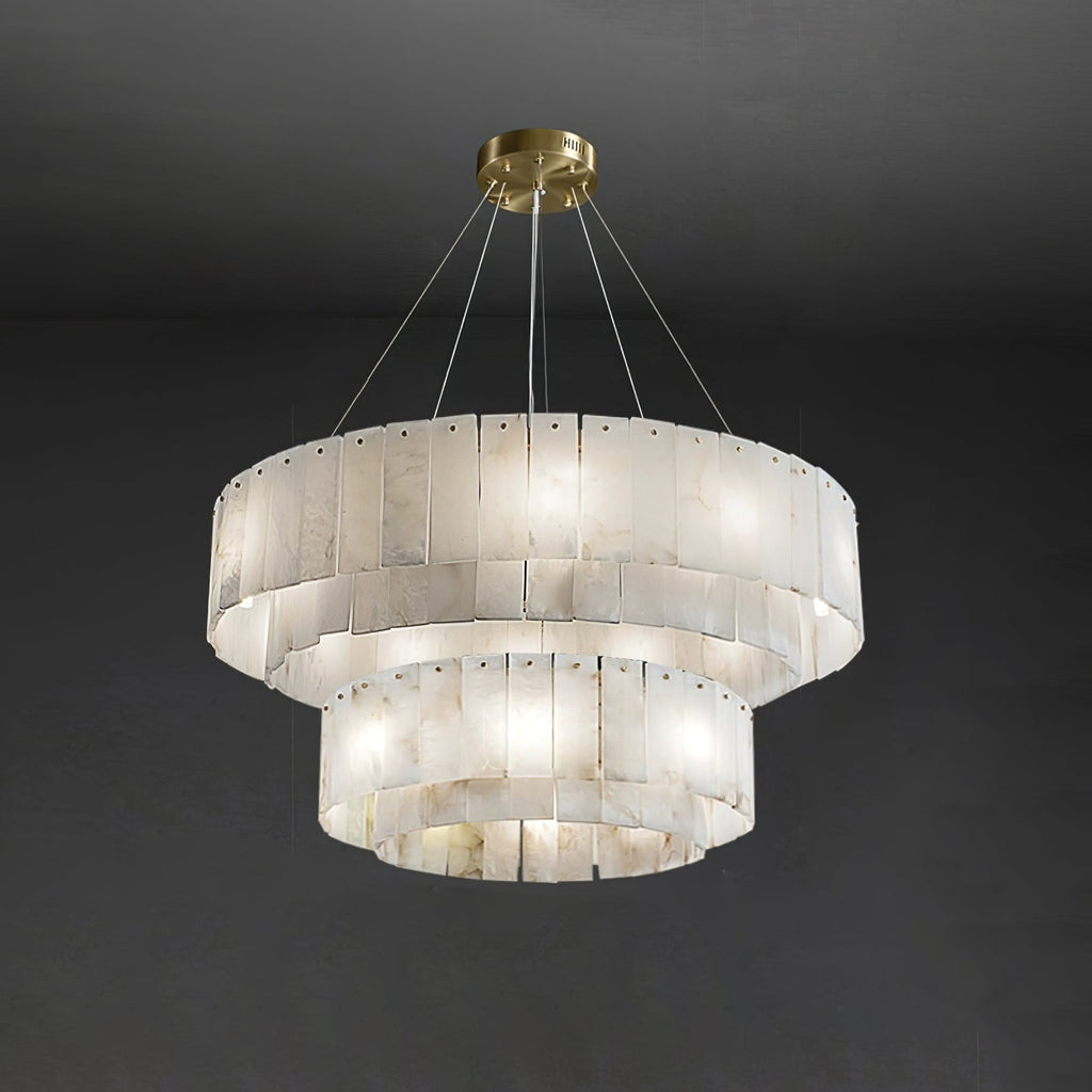 Lustre moderne Kurt en Laiton et albâtre blanc