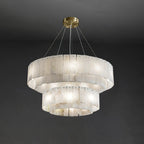 Lustre moderne Kurt en Laiton et albâtre blanc