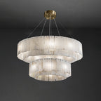 Lustre moderne Kurt en Laiton et albâtre blanc