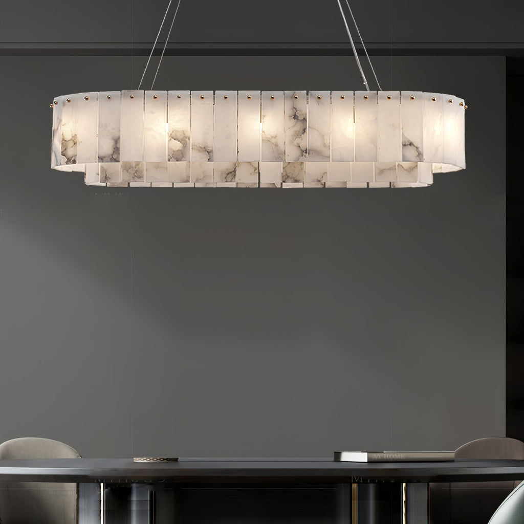 Lustre moderne Kurt en Laiton et albâtre blanc