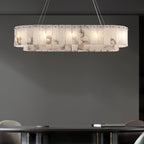 Lustre moderne Kurt en Laiton et albâtre blanc