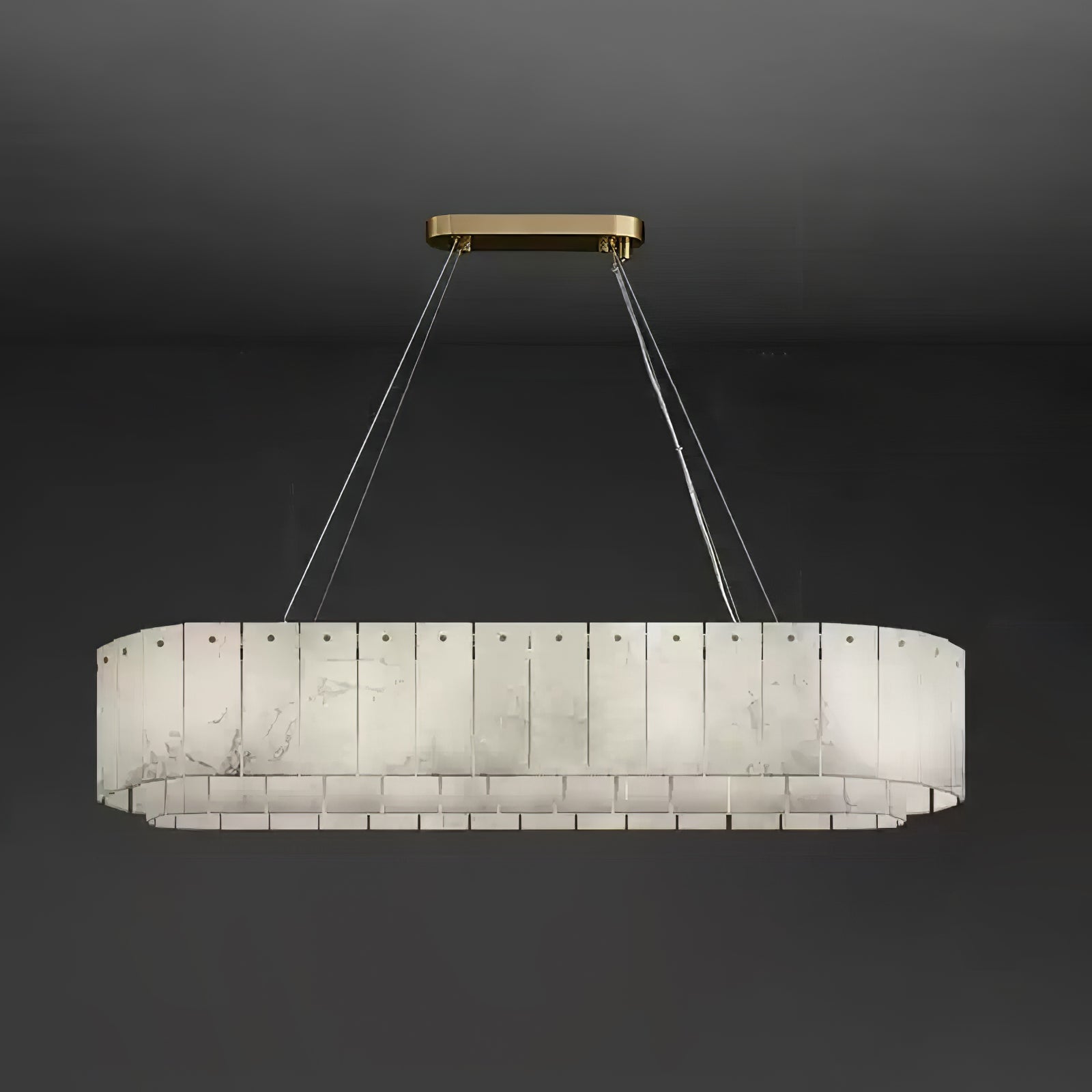 Lustre moderne Kurt en Laiton et albâtre blanc