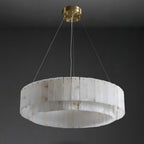 Lustre moderne Kurt en Laiton et albâtre blanc
