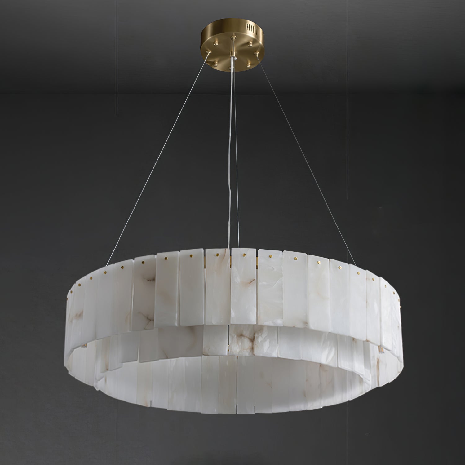 Lustre moderne Kurt en Laiton et albâtre blanc