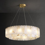 Lustre moderne Kurt en Laiton et albâtre blanc