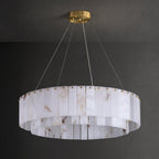 Lustre moderne Kurt en Laiton et albâtre blanc