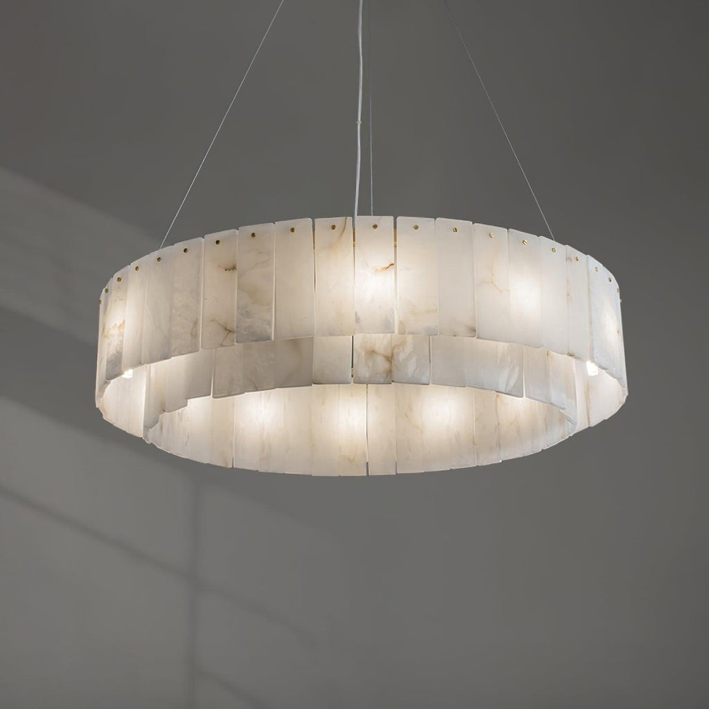 Lustre moderne Kurt en Laiton et albâtre blanc
