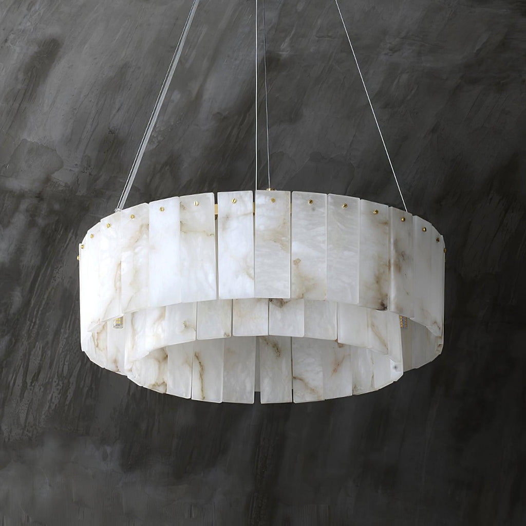 Lustre moderne Kurt en Laiton et albâtre blanc