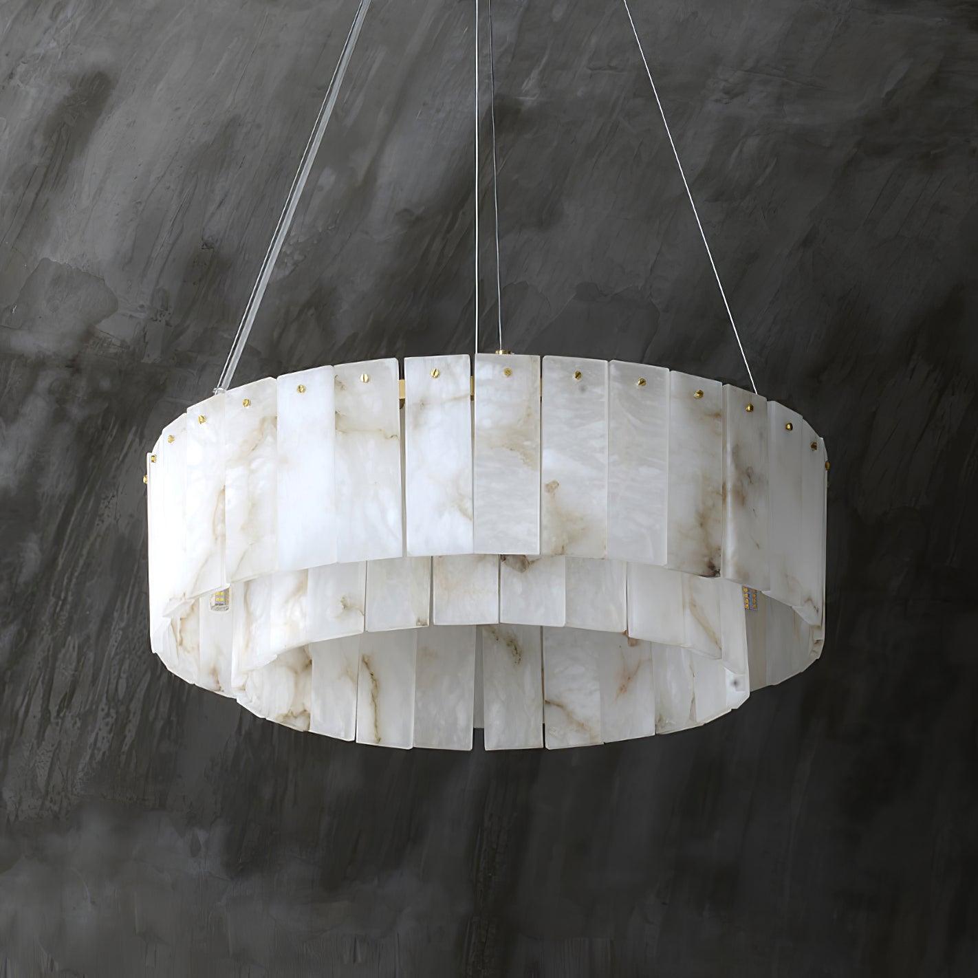 Lustre moderne Kurt en Laiton et albâtre blanc