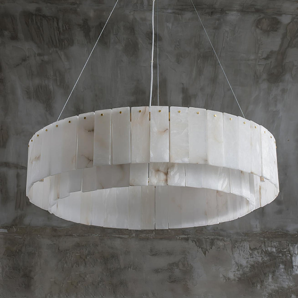 Lustre moderne Kurt en Laiton et albâtre blanc