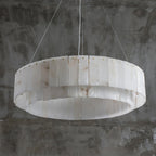 Lustre moderne Kurt en Laiton et albâtre blanc